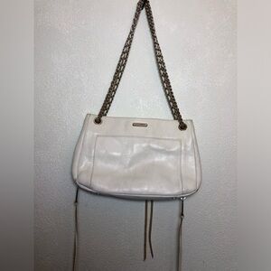 Rebecca Minkoff Swing Convertible Leather Chain Strap Bag Purse Off White